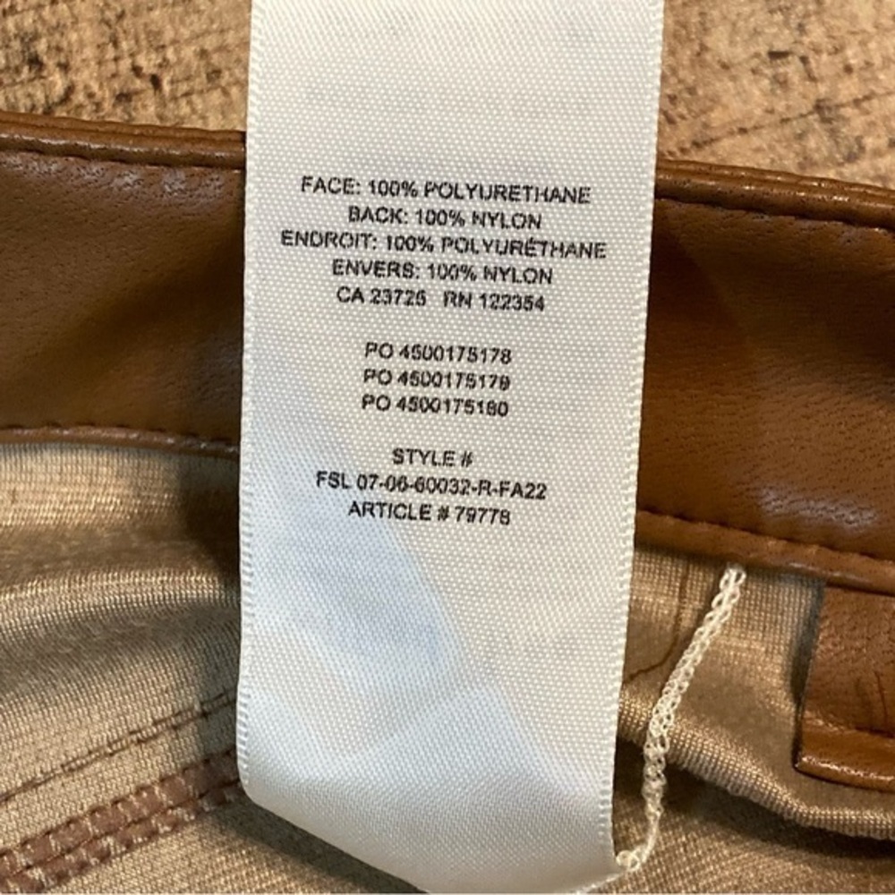 Wilfred Free Aritzia Vegan Leather Skinny Pants Cognac Brown High Waisted Size 2 - Picture 8 of 8
